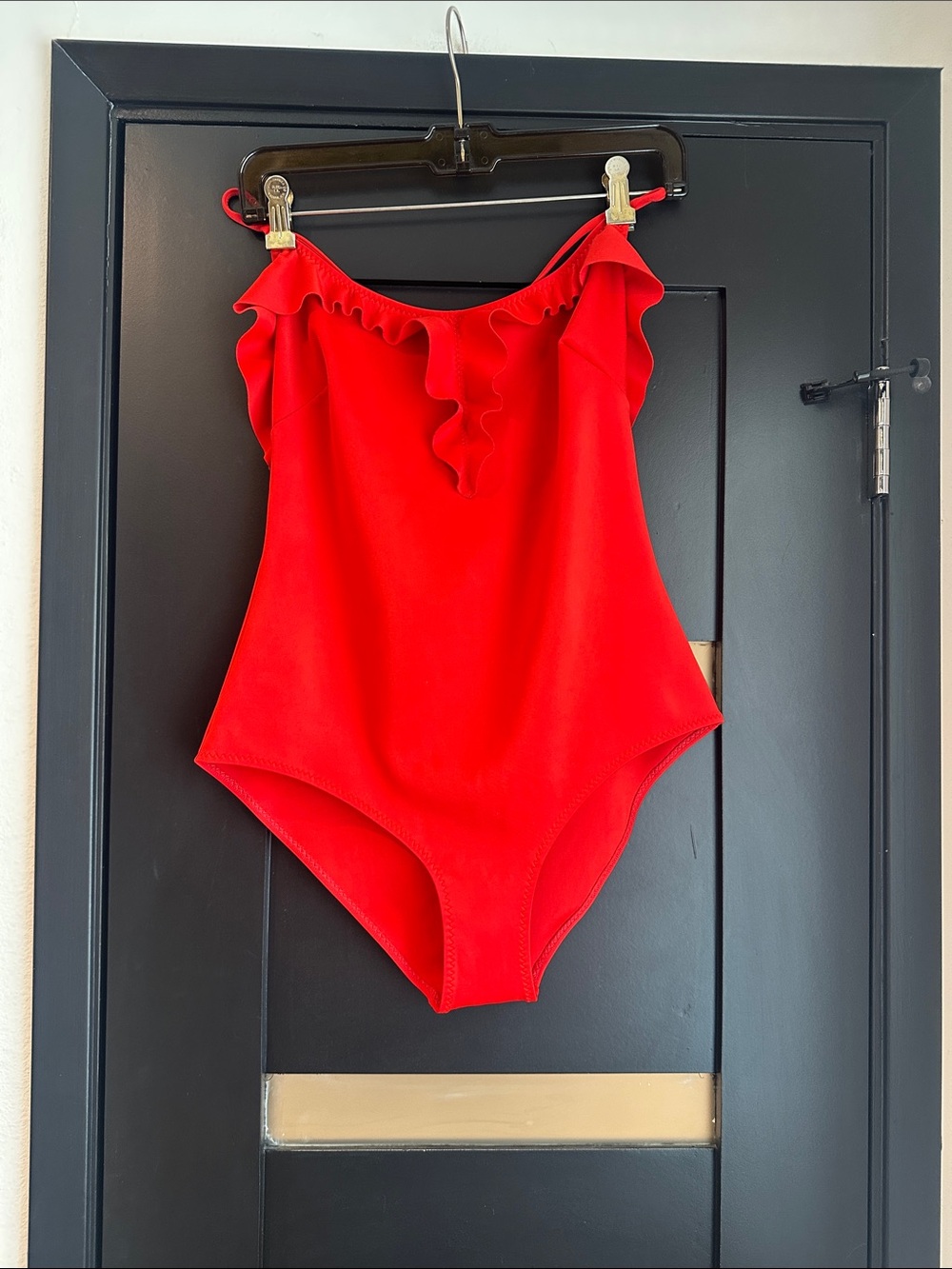 Girls Red Ruffled One-Piece Swimsuit